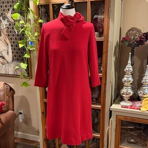 Elegant Red Bow Dress